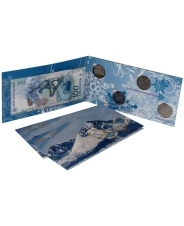 Буклет под 4 монеты &quot;Сочи 2014&quot; с холдером под купюру &quot;100 рублей Сочи 2014&quot;